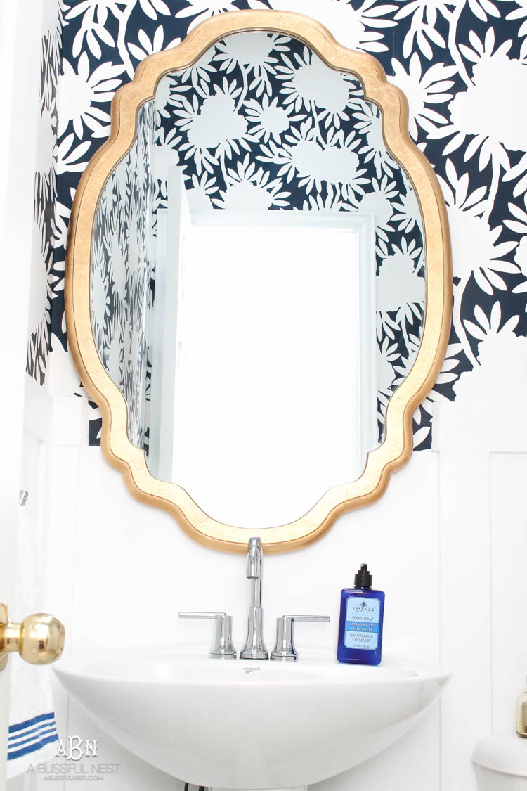 This is such a huge transformation on this bathroom with not many updates. Checkout how with a few simple changes you can get a wow factor bathroom remodel. See more on https://ablissfulnest.com/ #bathroomremodel #bathroommakeover #ad #deltafaucet