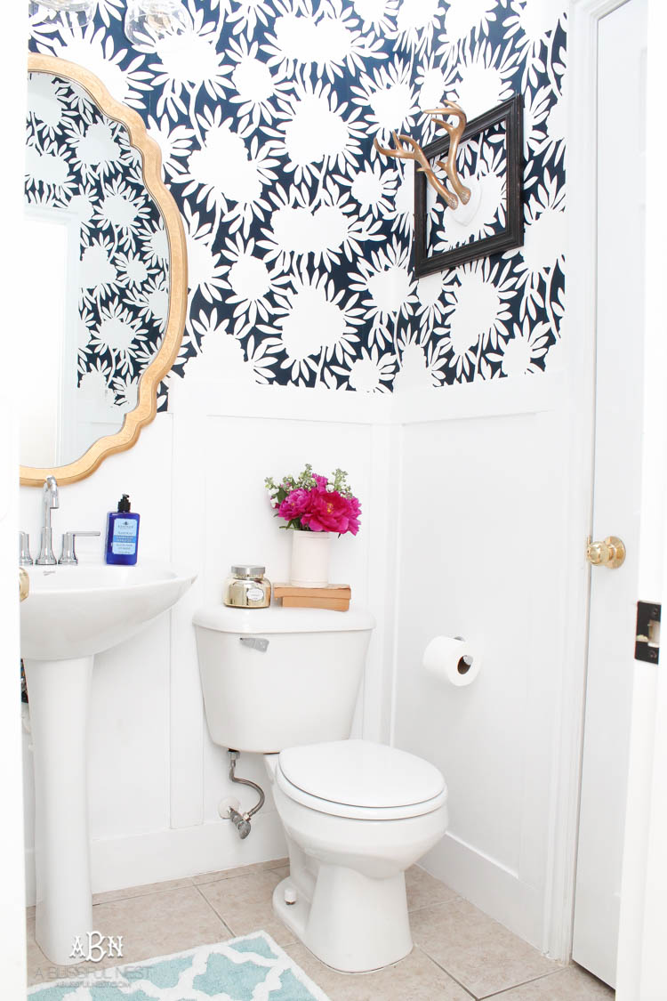 This is such a huge transformation on this bathroom with not many updates. Checkout how with a few simple changes you can get a wow factor bathroom remodel. See more on https://ablissfulnest.com/ #bathroomremodel #bathroommakeover #ad #deltafaucet