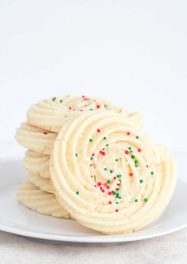 Spritz Cookies, 30 Delicious Christmas Cookie Recipes via A Blissful Nest