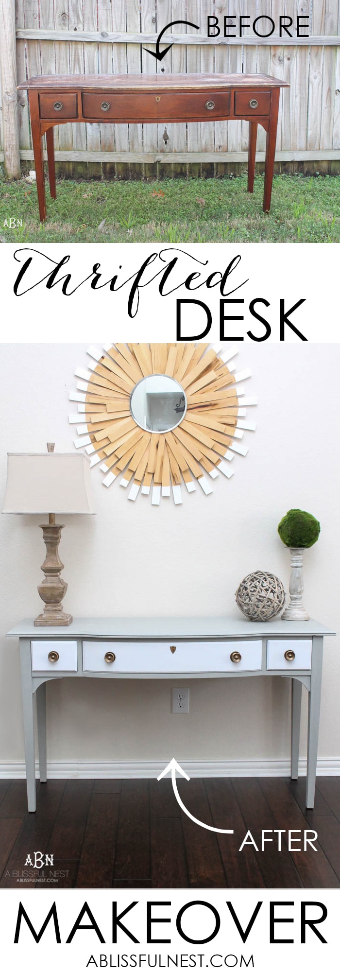 Distressed Chalk Paint Desk Makeover - How to Nest for Less™