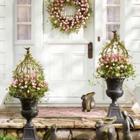 We are ready for spring!! These spring front porches are gorgeous and is a load of inspiration to refresh your porch. See more on https://ablissfulnest.com/ #frontporches #springfrontporch