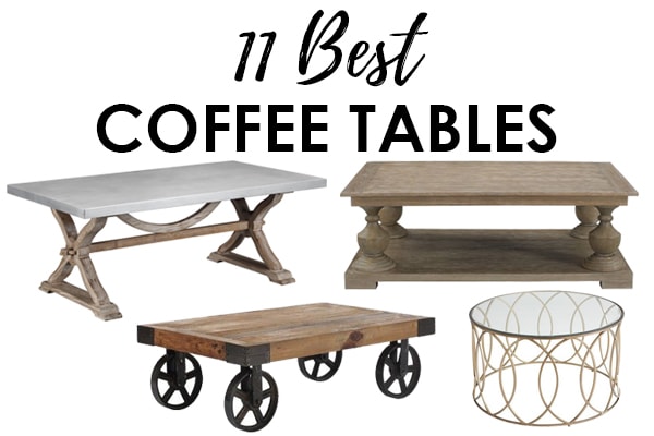 These are the most gorgeous and affordable coffee tables! From farmhouse style to a more modern look, there is something for everyone here! See more on https://ablissfulnest.com/ #livingroomdecor #farmhousedecor