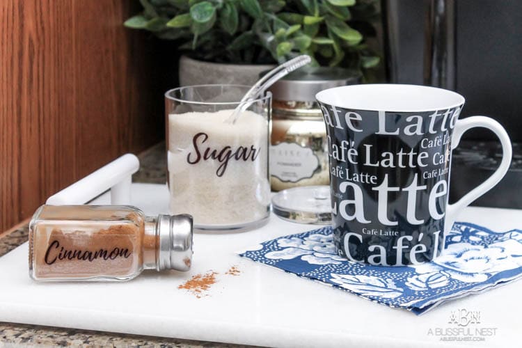 This is such a great idea! Transform a dead cabinet space with these coffee cabinet organization ideas! See more on https://ablissfulnest.com/ #coffee #coffeestation