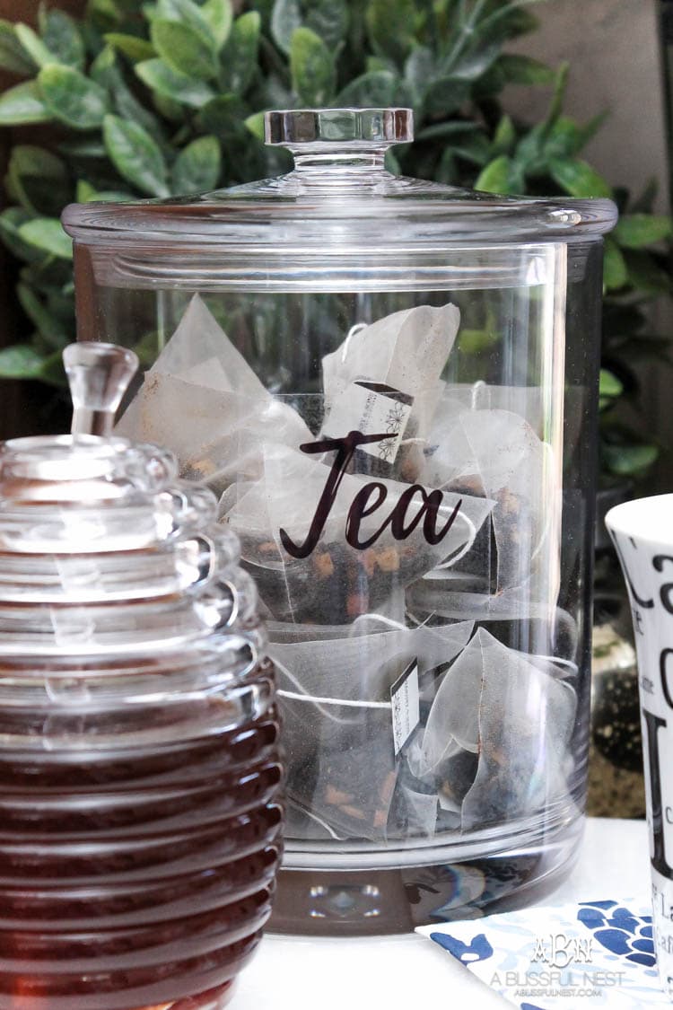 This is such a great idea! Transform a dead cabinet space with these coffee cabinet organization ideas! See more on https://ablissfulnest.com/ #coffee #coffeestation