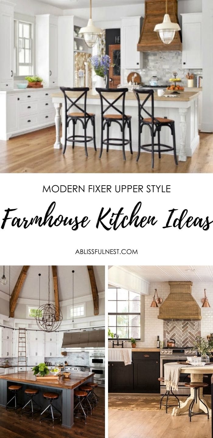 Simple decor, farmhouse decor, and kitchen inspiration to get a modern farmhouse kitchen. #ABlissfulNest #farmhouse #farmhousekitchen