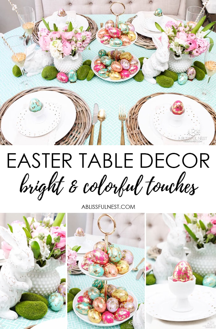 Bright Colorful Easter Table Decor Ideas With Pops Of Gold