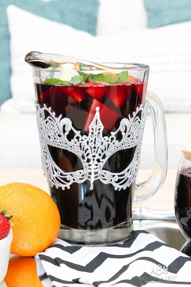 This is such a delicious sangria drink recipe celebrating Girl's Night In and the release of Fifty Shades Darker movie on dvd! See more on https://ablissfulnest.com/ #ad #drinkrecipe #FiftyShadesDarker