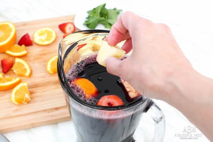 This is such a delicious sangria drink recipe celebrating Girl's Night In and the release of Fifty Shades Darker movie on dvd! See more on https://ablissfulnest.com/ #ad #drinkrecipe #FiftyShadesDarker