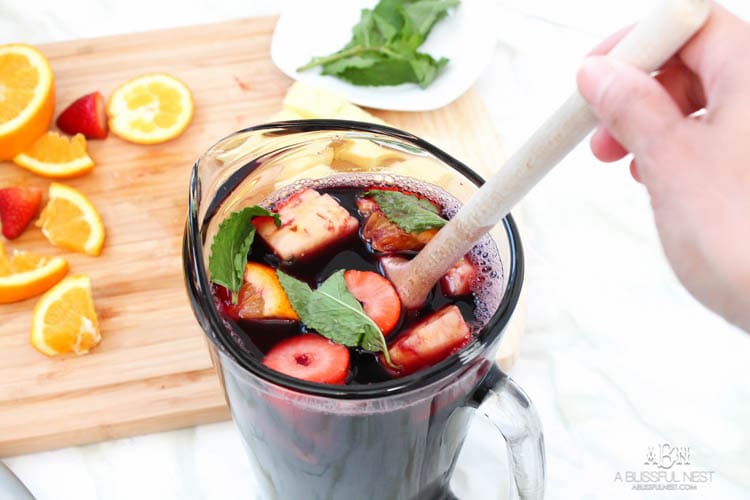 This is such a delicious sangria drink recipe celebrating Girl's Night In and the release of Fifty Shades Darker movie on dvd! See more on https://ablissfulnest.com/ #ad #drinkrecipe #FiftyShadesDarker