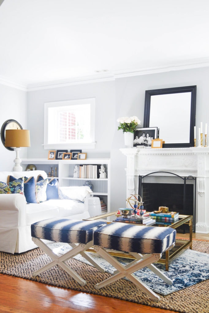 Create a family friendly living room that is still stylish yet kid friendly, head over to https://ablissfulnest.com/ for all the tips! #interiors #livingrooms #kidspaces