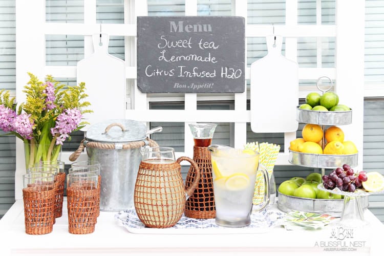 Create this outdoor drink station with these tips for perfect backyard entertaining this spring + summer! #ad #TuesdayMorning
