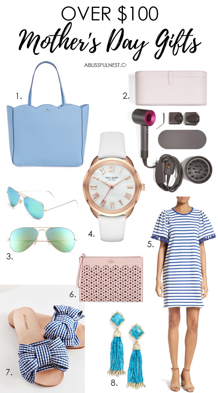 Get great Mother's Day gift ideas with this list of items over $100! See more on https://ablissfulnest.com/ #mothersday