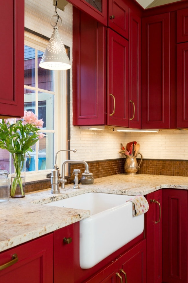 Distressed Green Cabinets Bring Weathered Charm To A New Kitchen