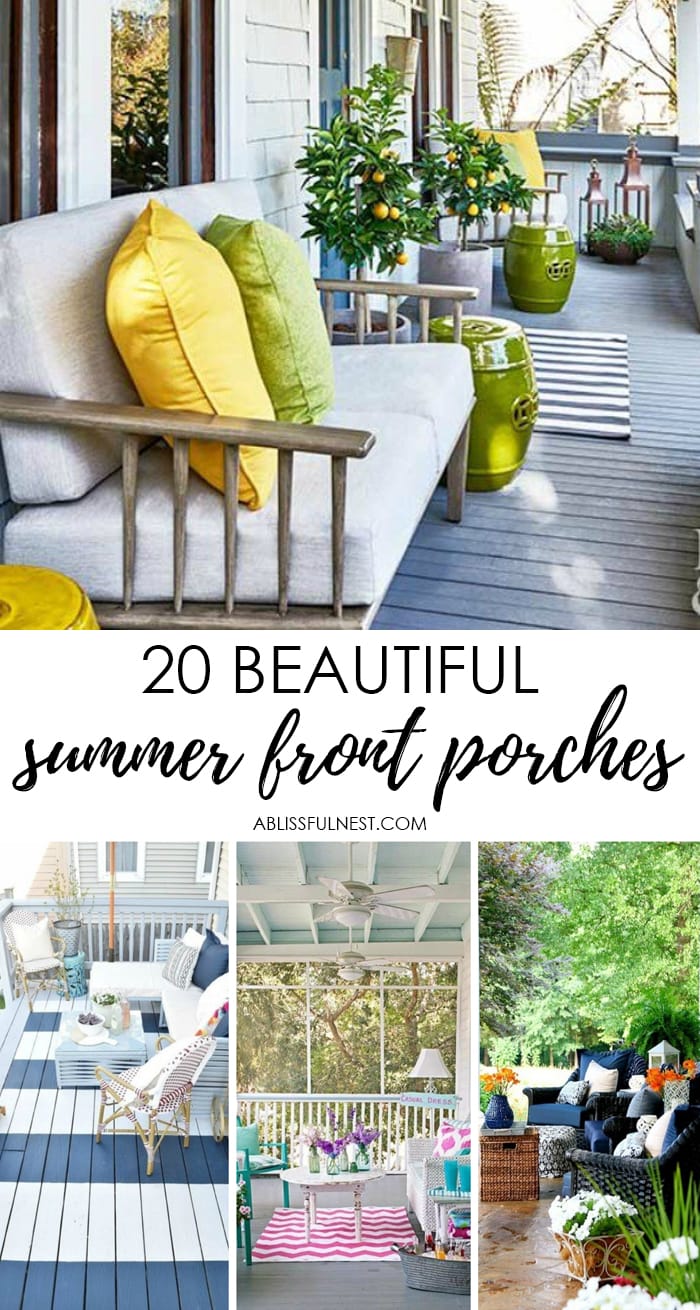 20 Beautiful Summer Front Porches by A Blissful Nest. #ABlissfulNest #summer #summerfrontporch #summerdecorating