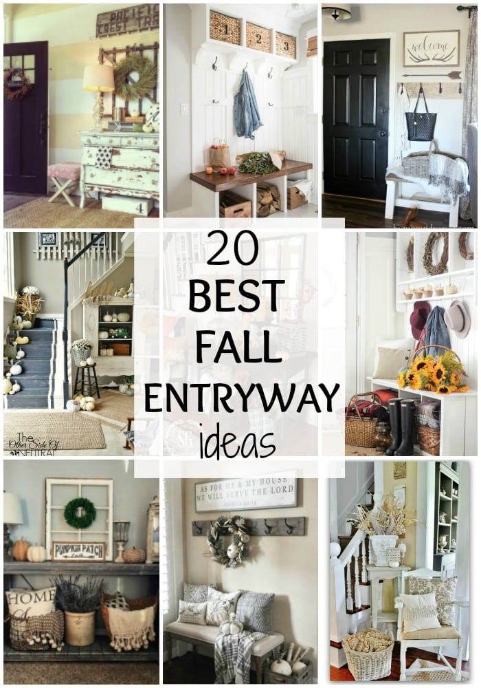Adore these fall entryway ideas. Grab the best fall entryway ideas on https:ablissfulnest.com/ #falldecor #falldecorating #fallentrydecor