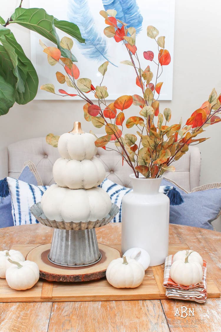 Full of rich jewel tones for fall, come visit my fall home tour! See more on https://ablissfulnest.com/ #ABlissfulNest #falldecor #falldecorideas #fall