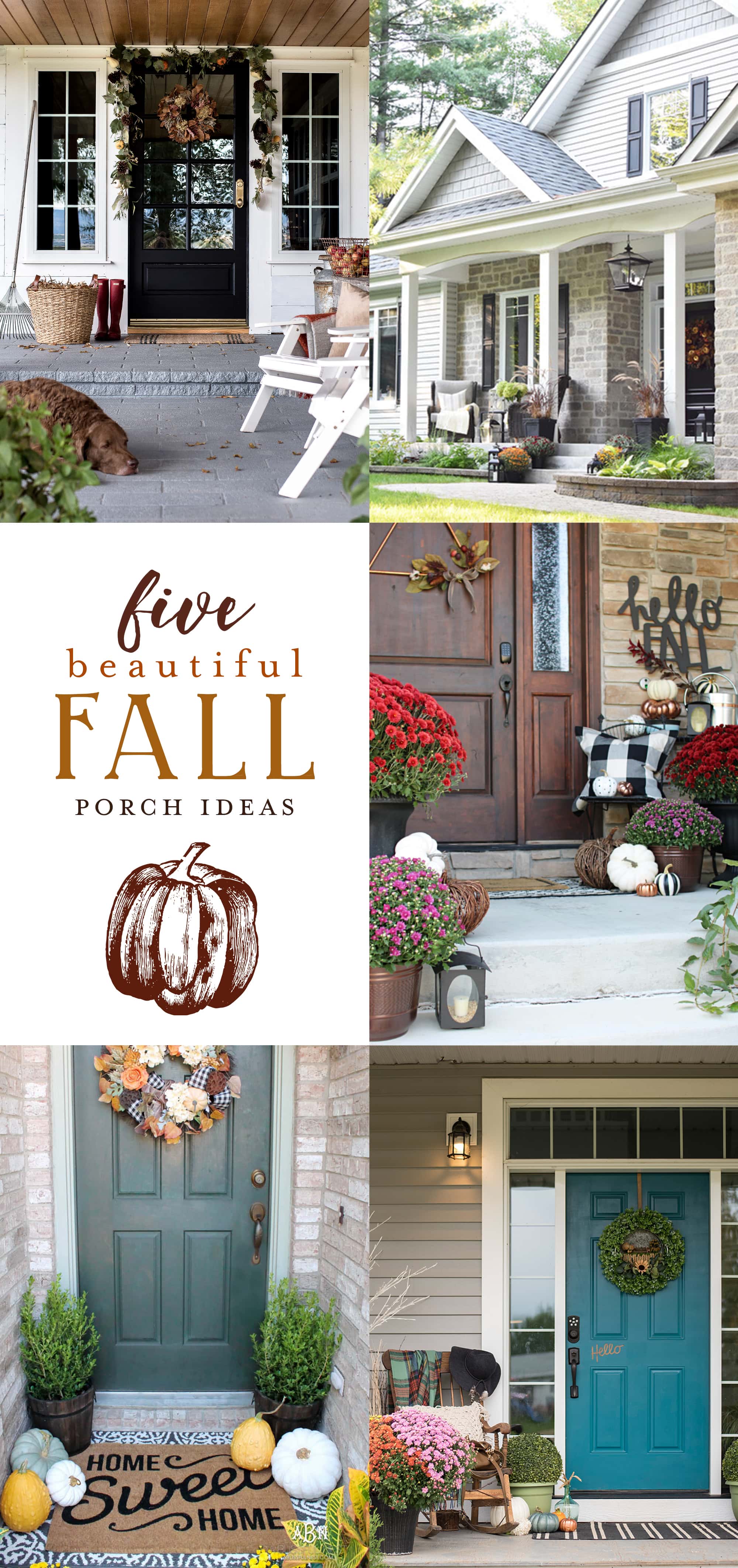 Classic colors with a pop of pattern make this gorgeous fall front porch! #fallfrontporch #falldecorideas