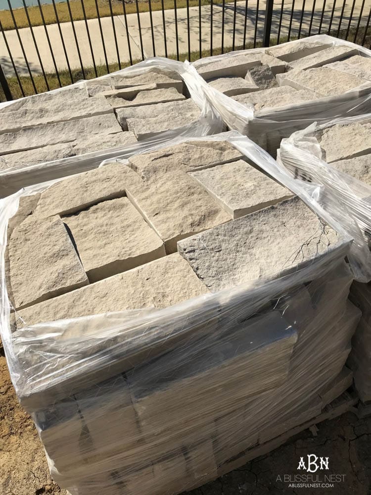 All this stone will soon grace the exterior of our new home! If you're wondering how to choose brick for your home, this is the guide you need - bring together your dream exterior home design!