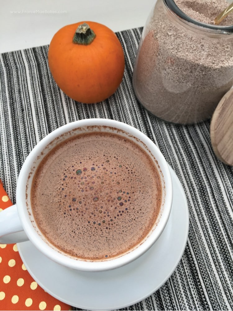 This Pumpkin Spice Hot Chocolate Mix recipe is easy to make and keep on hand. Great for gifting during the holidays. 