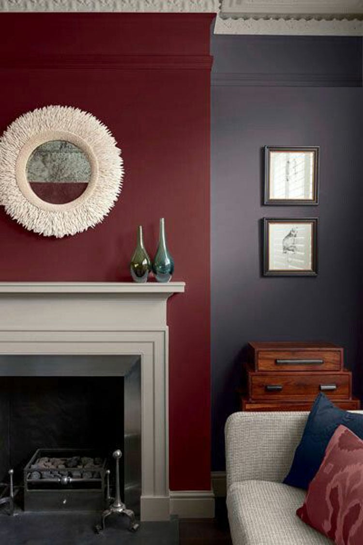 burgundy and beige walls