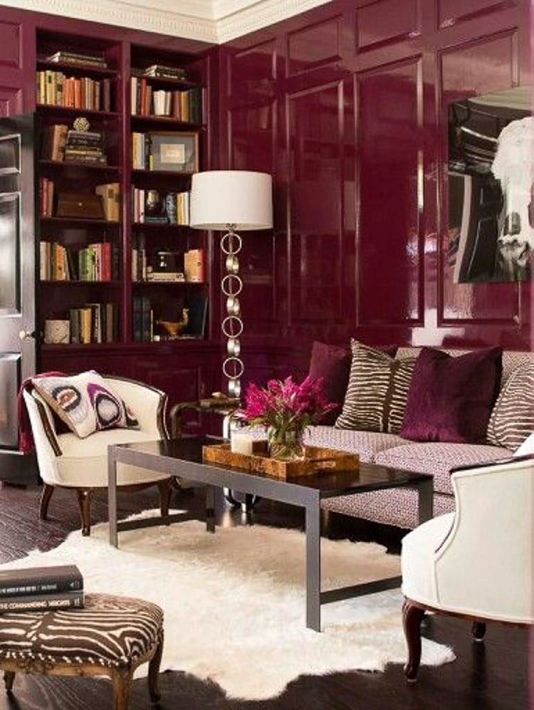 burgundy and beige walls