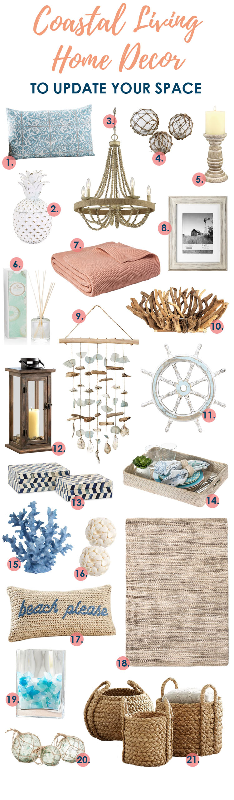 Our current favorite pieces to add some coastal flare to your home. #coastal #homedecorideas #coastaldecorating