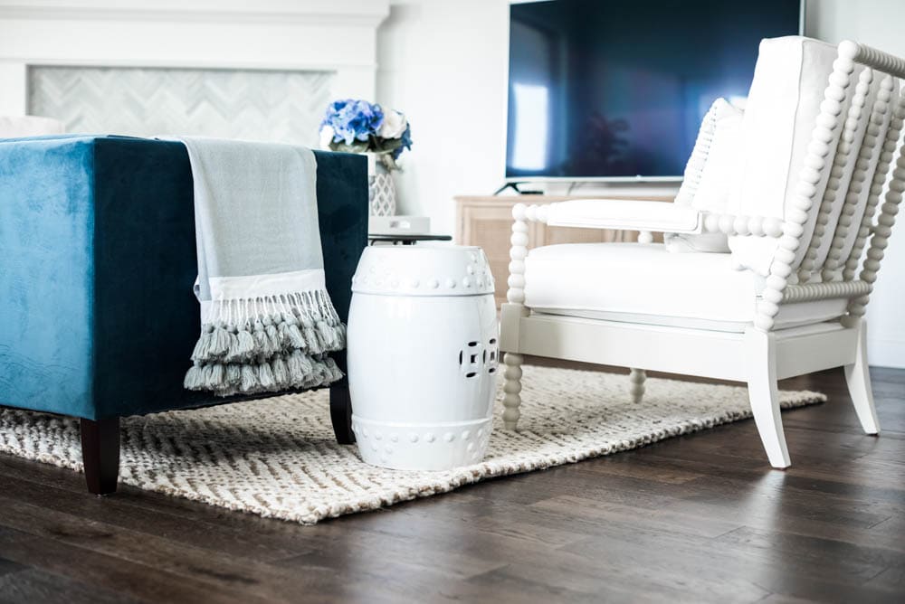 Beautiful coastal living room decor + sources to recreate this living room look. #coastaldecor #livingroomideas #ABlissfulNest #livingroom #coastalhomedecor