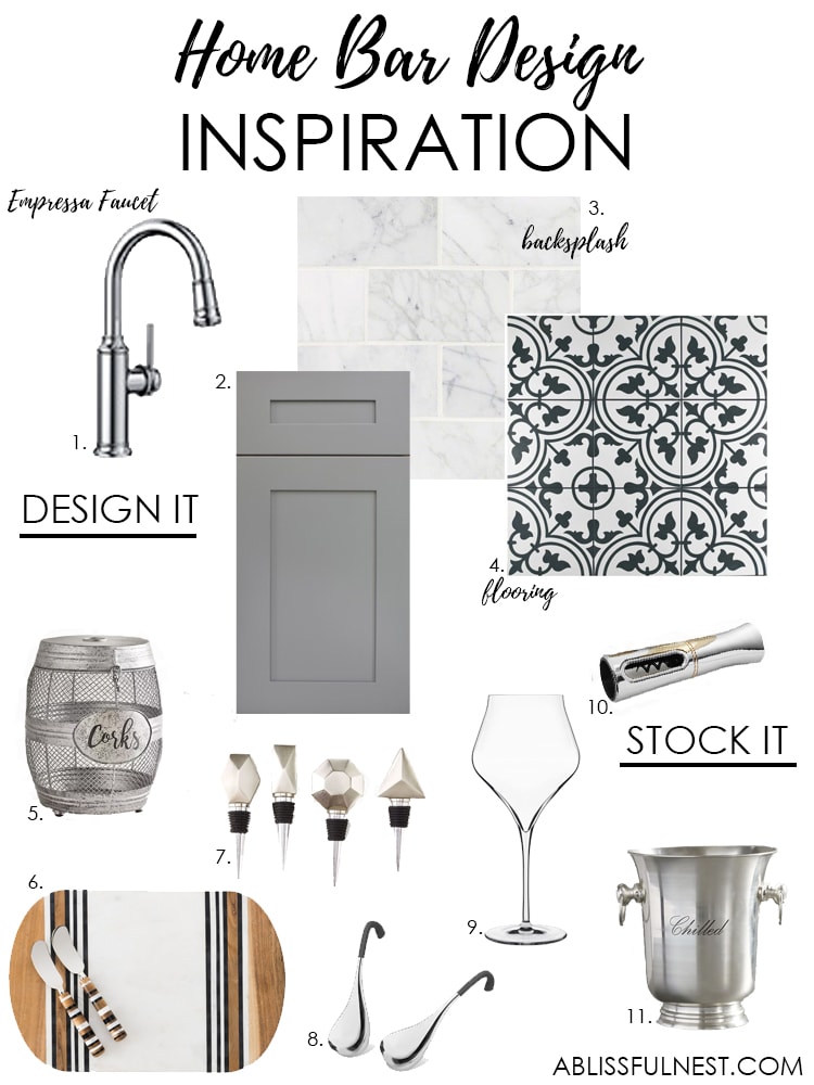 Create a gorgeous home bar design with the design elements of the Blanco Empressa faucet. #ad #blanco
