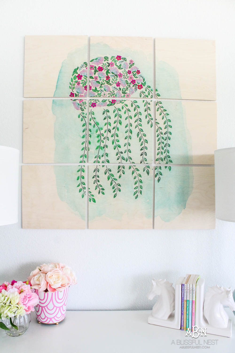 The sweetest little girls room updated with custom wall artwork! #ABlissfulNest #ad #society6