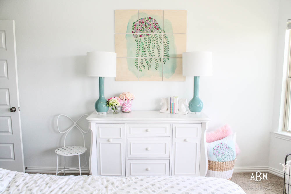The sweetest little girls room updated with custom wall artwork! #ABlissfulNest #ad #society6
