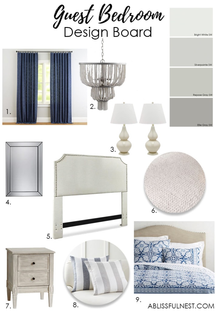 Blue and White Coastal Guest Bedroom Reveal - A Blissful Nest