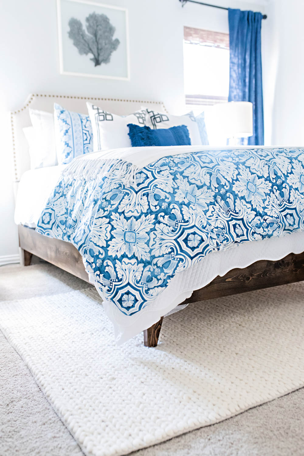 Blue and White Coastal Guest Bedroom Reveal #guestbedroom #bedroomideas #ABlissfulNest