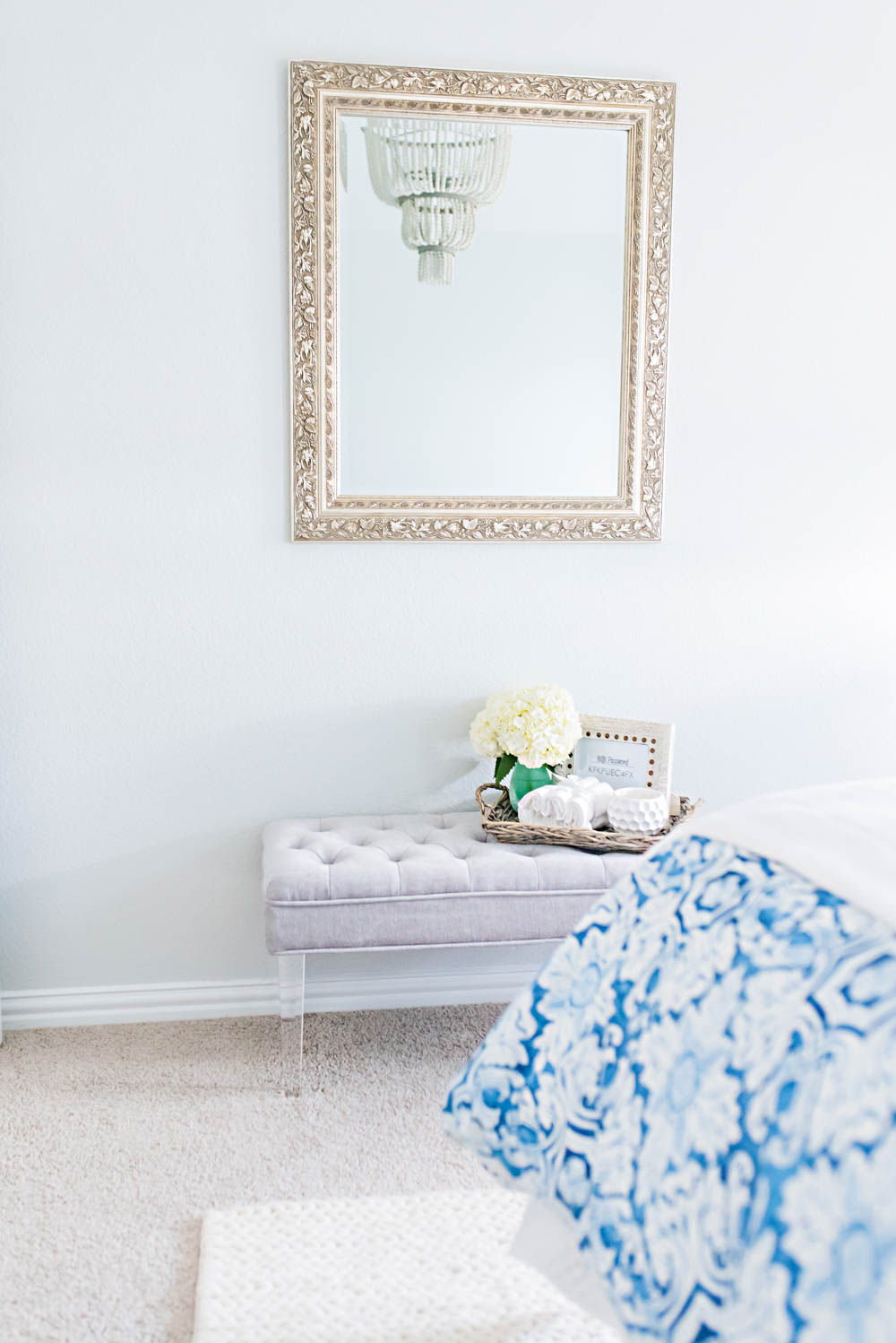 Blue and White Coastal Guest Bedroom Reveal #guestbedroom #bedroomideas #ABlissfulNest