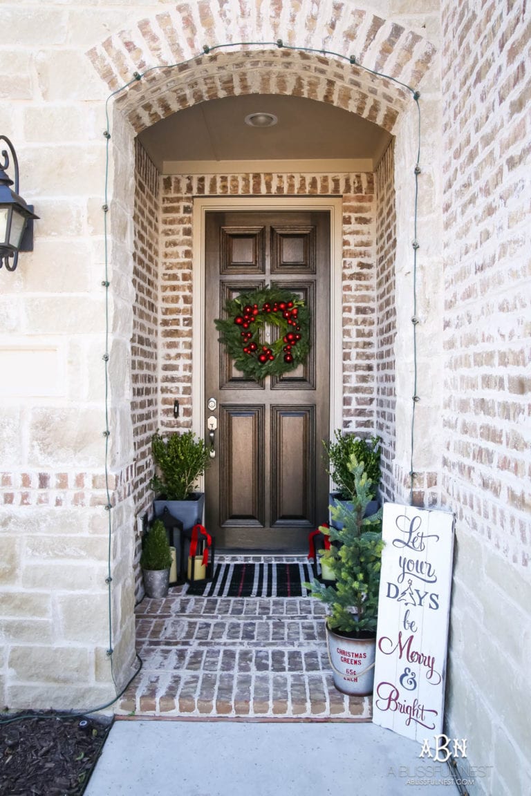 Classic Christmas Front Porch and Entryway - A Blissful Nest