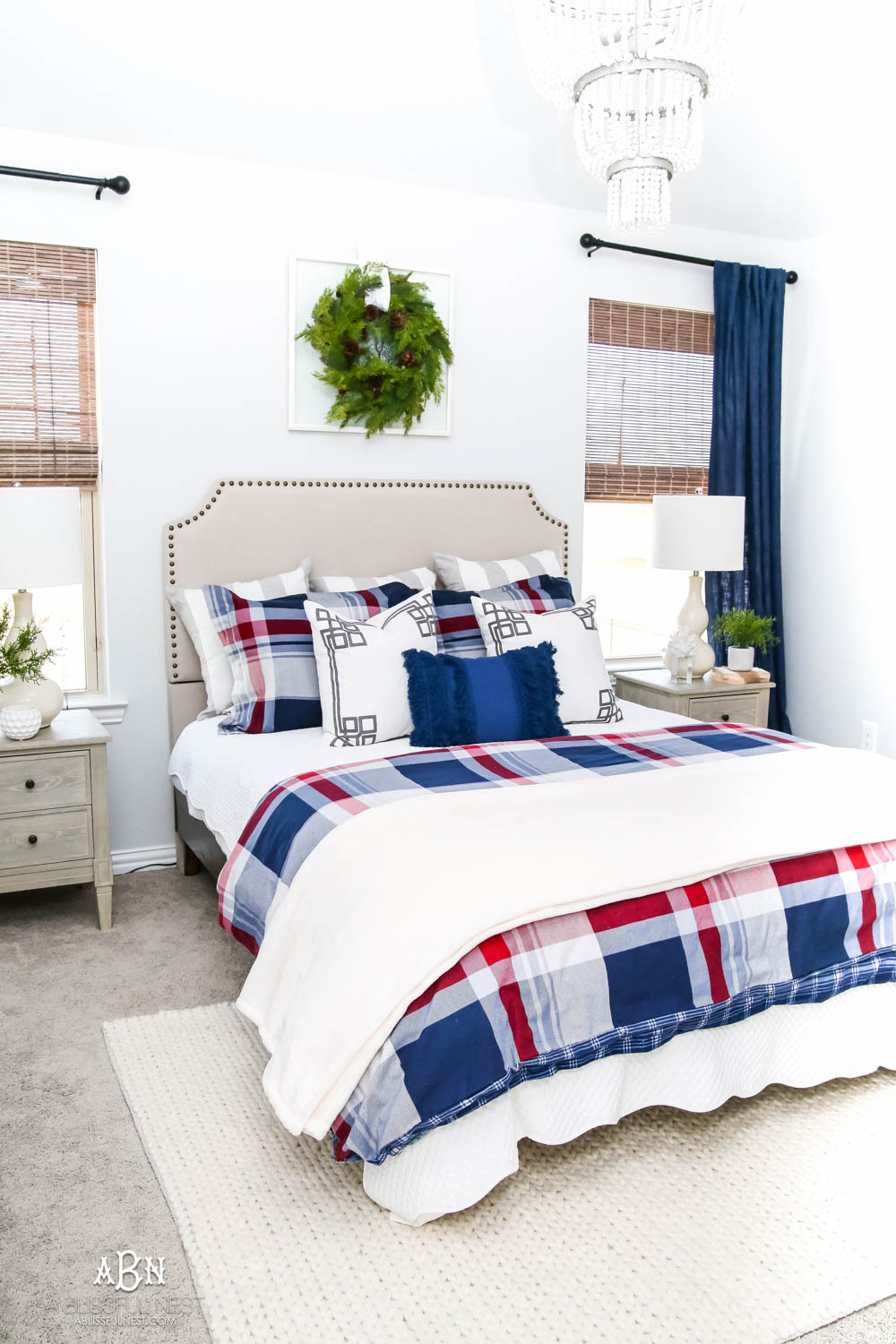 Jazz up your guest bedroom with beautiful plaid bedding and cozy essentials from Kohl's! #ad #WinterBedding #KohlsFinds #guestbedroom #plaid