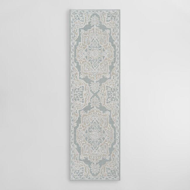 Light Blue Medallion Tufted Area Rug