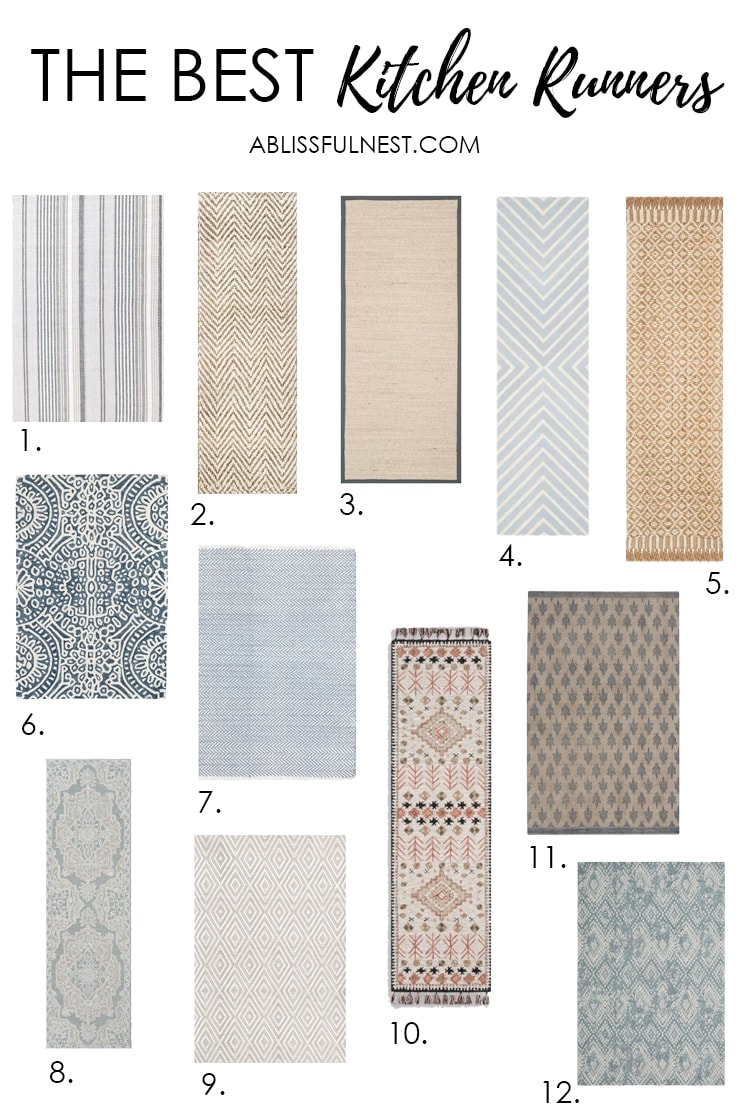 Looking for the perfect kitchen runner? We've got 10 of the best kitchen runners out there! #ABlissfulNest #kitchenideas #kitchens