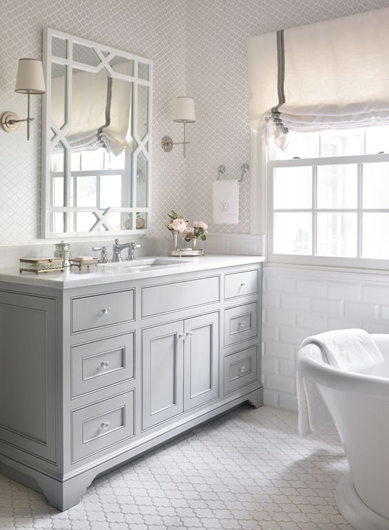 Gorgeous Grey and White Bathroom by Chenault James