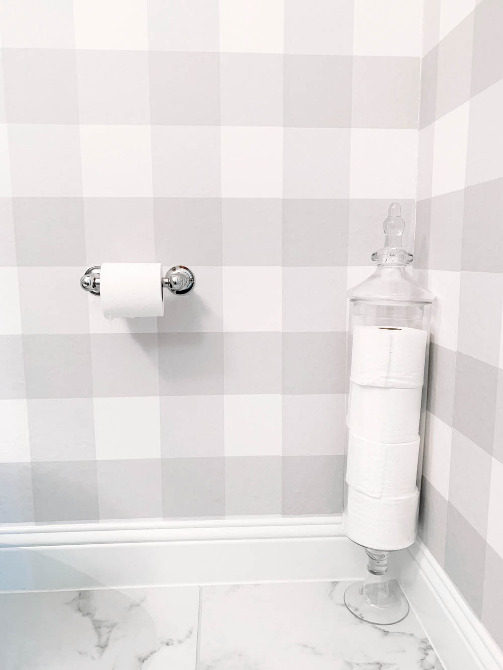 A great way to store toilet paper in a bathroom. #ABlissfulNest #bathroom #bathroomideas #farmhousedecor