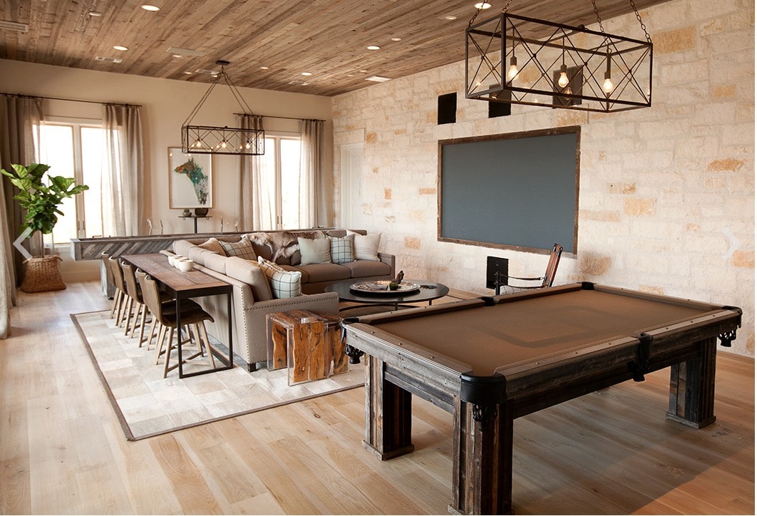 Love all the rustic touches in this family-friendly media room. #ABlissfulNest #mediaroom