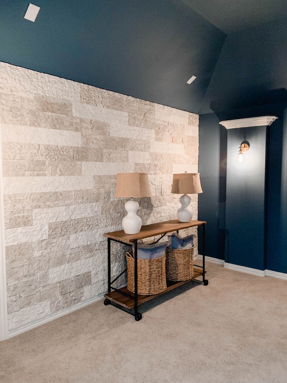 Tips and tricks on how to build a faux stone wall in your home. #ABlissfulNest #diytutorial