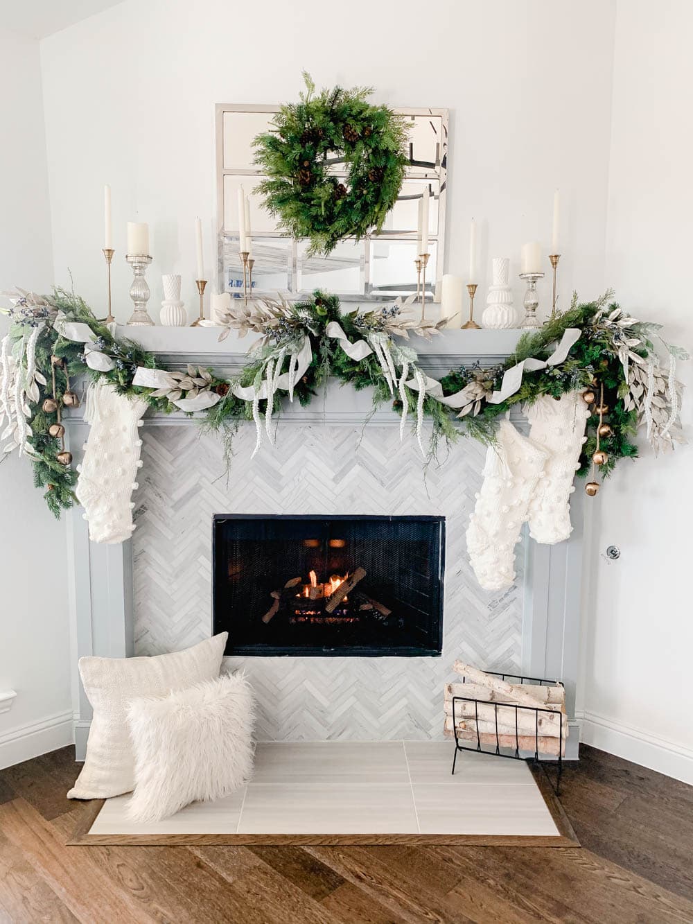 How To Hang A Holiday Garland Without, Decorate Over Fireplace No Mantle