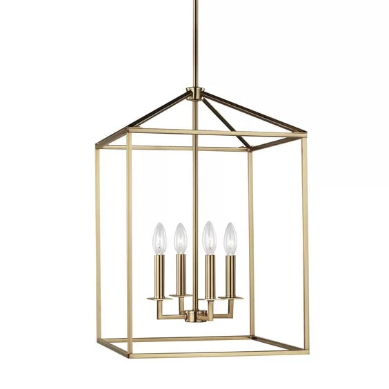 This gold rectangular pendant light is so chic! #ABlissfulNest