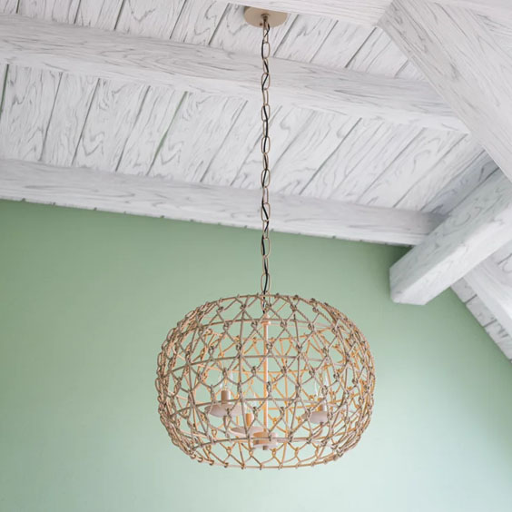 This rope accented globe chandelier is so stunning! #ABlissfulNest