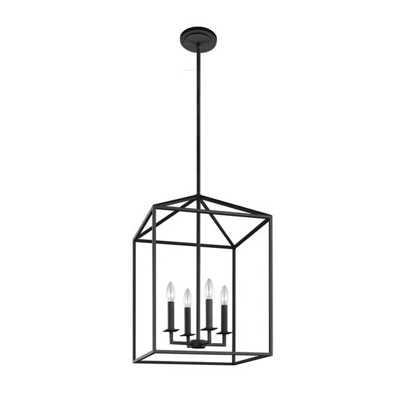 This black rectangular pendant chandelier is a perfect light fixture for your entryway or above a kitchen island! #ABlissfulNest