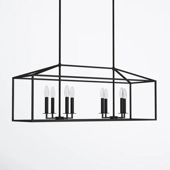 This minimal farmhouse light fixture is perfect for over a dining table or kitchen island! #ABlissfulNest