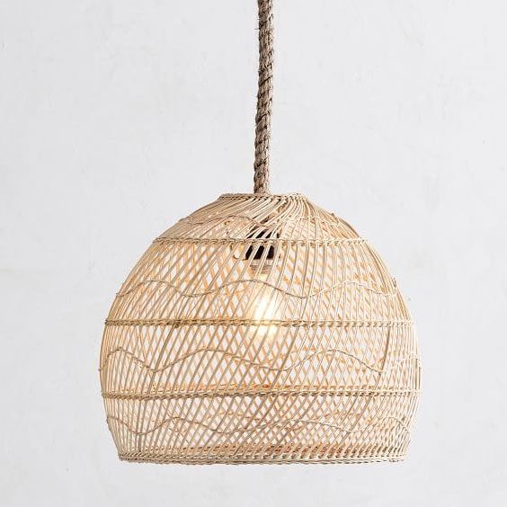 This rattan pendant light is perfect for over a kitchen island! #ABlissfulNest