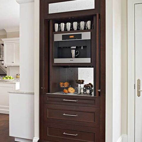 dark brown build in coffee station