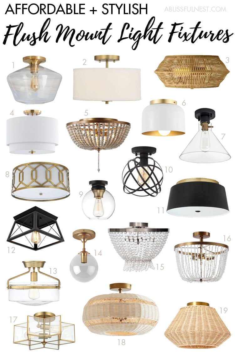 Stylish and affordable flush mount light fixtures for your home! #ABlissfulNest
