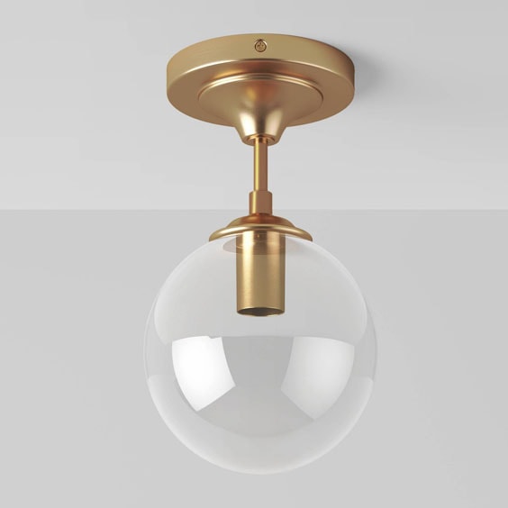 This gold and glass globe flush mount is something different for your home! #ABlissfulNest